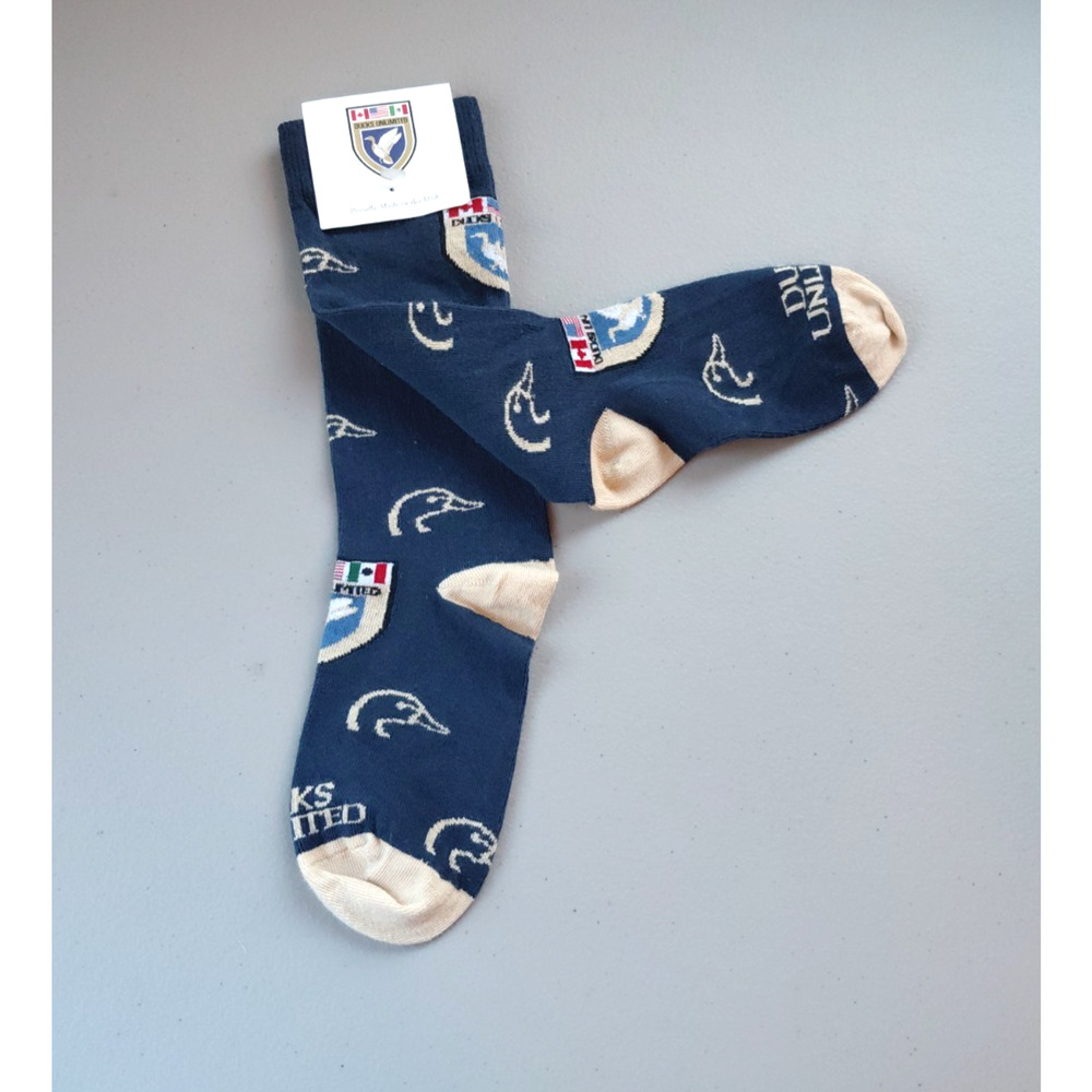 NWT 1 Pair Ducks Unlimited Office Cotton Socks Size Men's Navy Blue One Size VTG - Picture 3 of 5